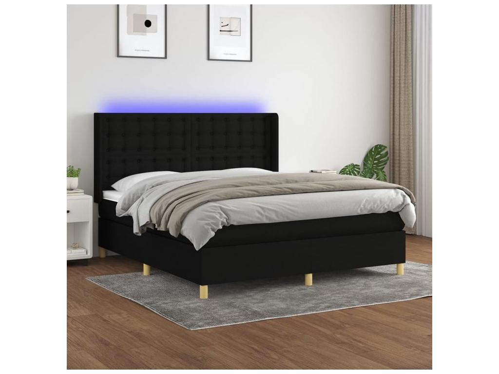 Sommier à Artigeo de lit matelas et LED Noir 160x200 Tissu MVGS71242