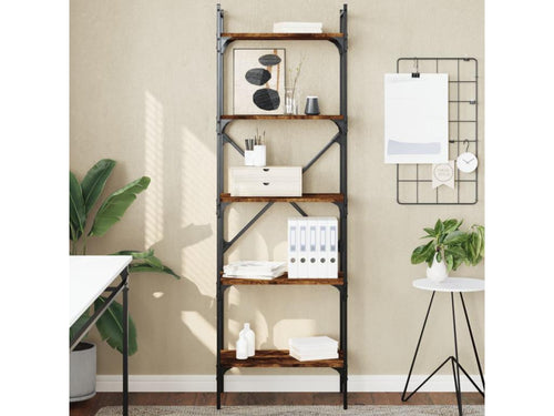 Bibliothèque à 5 niveaux chêne fumé 56x31.5x174 cm YSDG36549