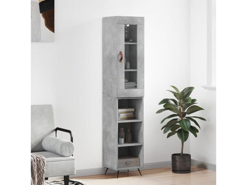 Buffet haut Gris béton 34,5x34x180 cm Bois d'ingénierie GTFU82443
