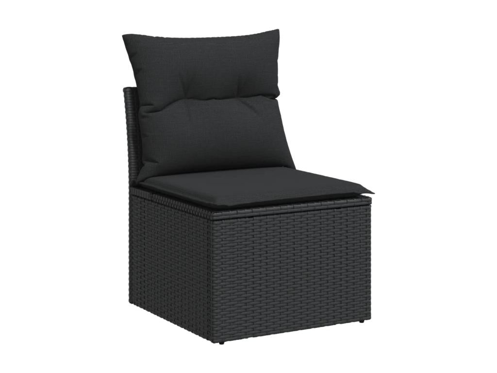 Salon de jardin 12 pcs avec coussins noir résine tressée PJPD36128