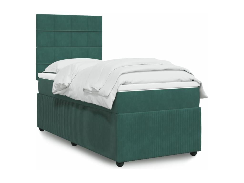 Sommier à Cosymeub de lit avec matelas Vert foncé 100x200 cm VRQI32285