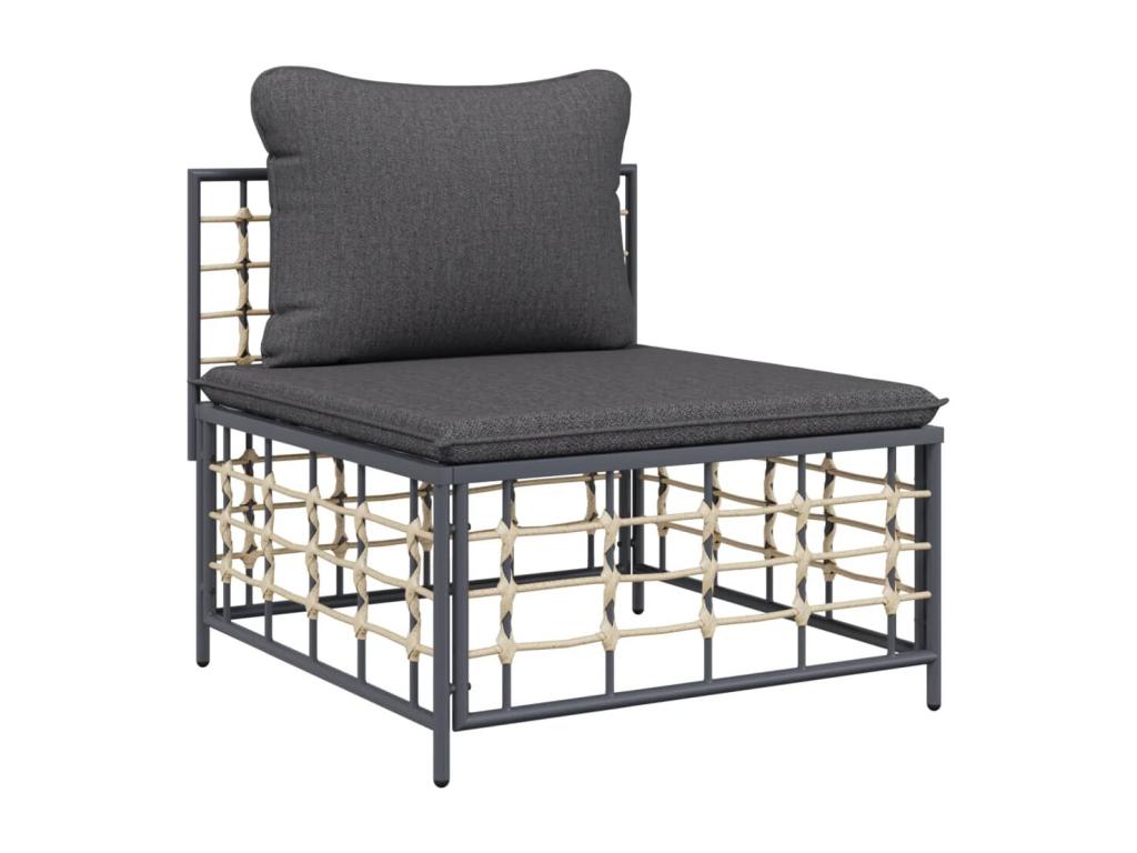 Salon de jardin 4 pcs avec coussins anthracite résine tressée XUWX98087