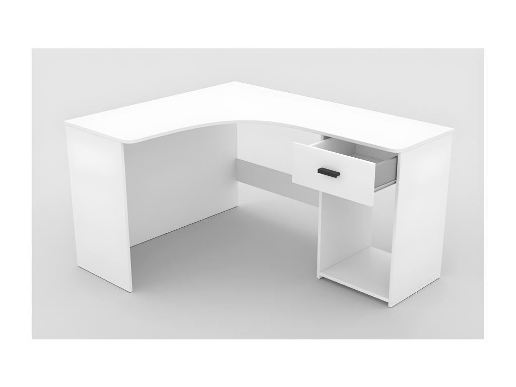 Bureau d'angle design avec nombreux rangements collection Artigeo coloris blanc. PAJZ16020