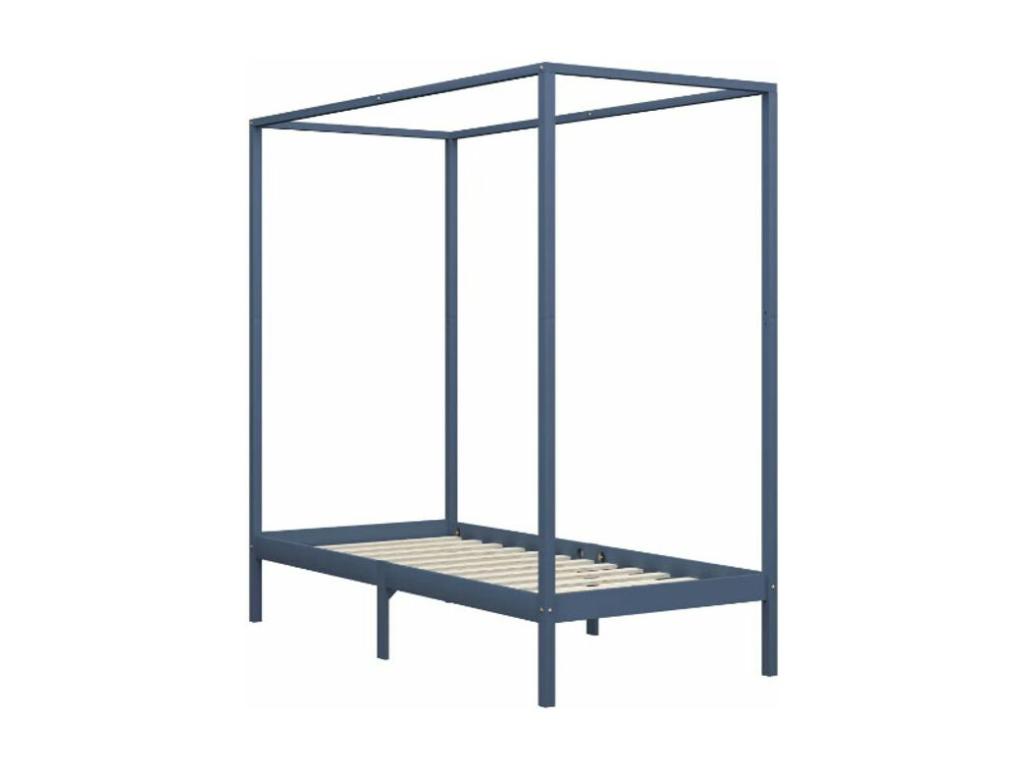 Lit à baldaquin pin massif gris Cosymeub 90x200 SEJU66219