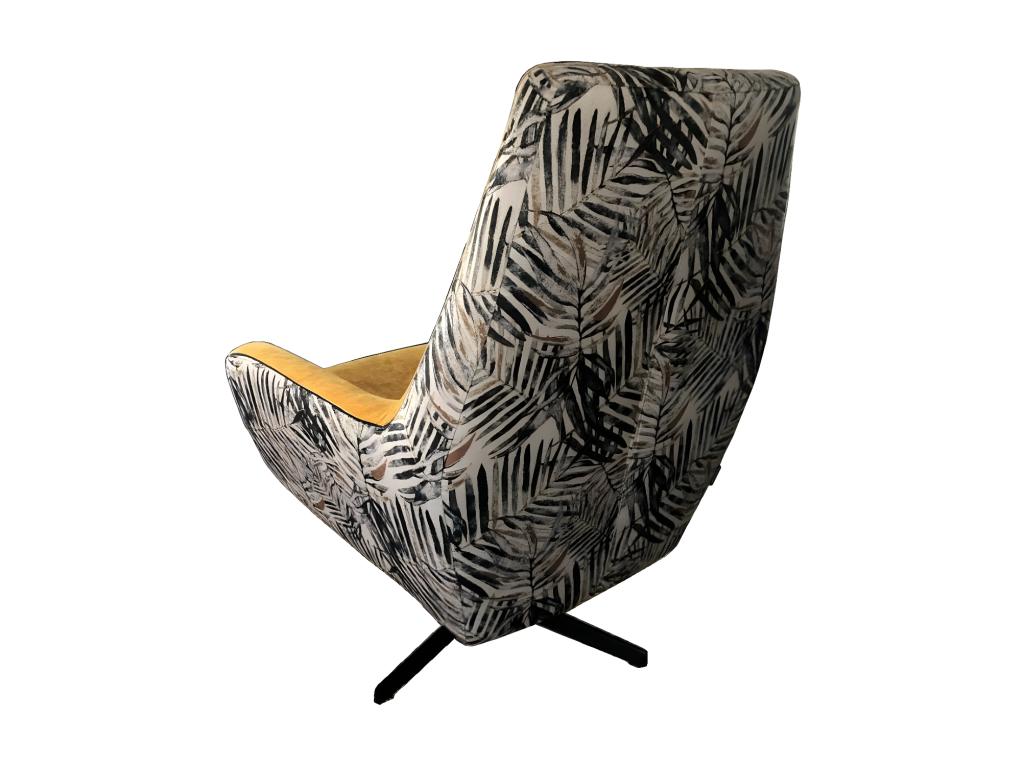 Cosymeub - Fauteuil rotatif en velours uni ocre et tissu imprimé ZRDL42446