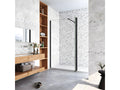Paroi de douche à l'italienne avec retour pivotant 130 30x200cm avec barre de fixation 90cm récupérable - Noir Mat - 8mm verre anticalcaire VXZS08311