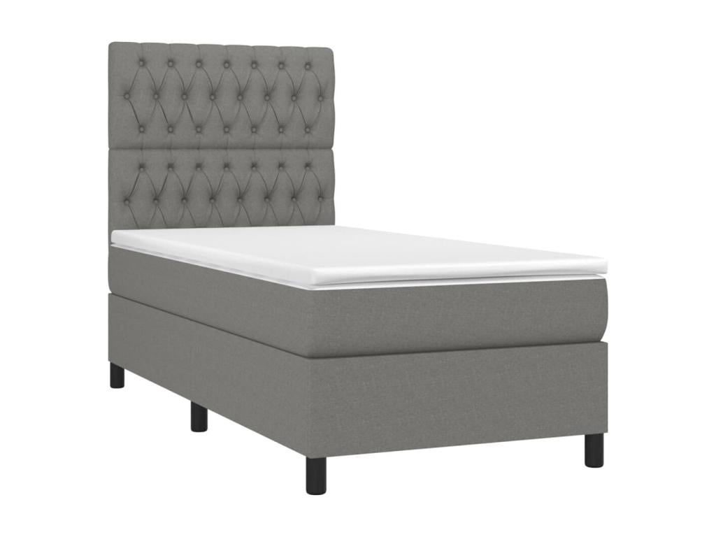 Sommier à Cosymeub de lit avec matelas Gris foncé 90x200 cm Tissu XWSV31503