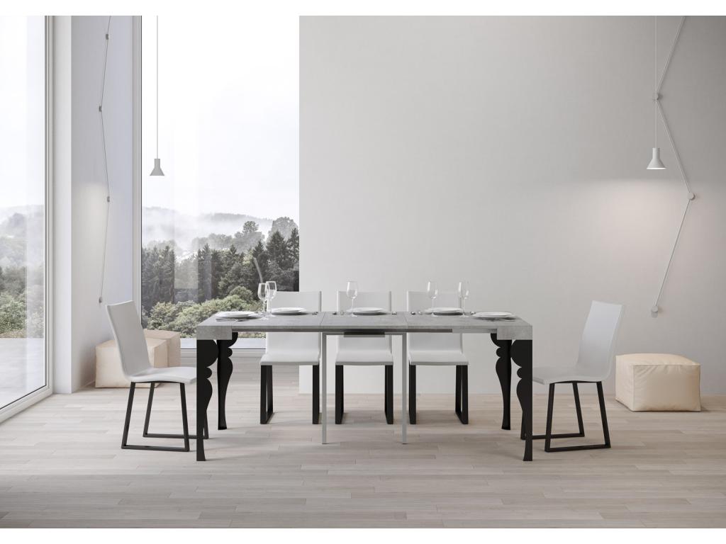 Console extensible 90x40/196 cm Paxon Small Gris Béton cadre Anthracite NTLC81877