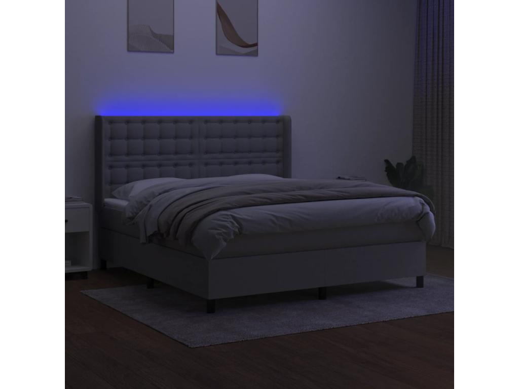 Sommier tapissier et matelas et LED Gris clair 180x200 cm Tissu XOAP53577