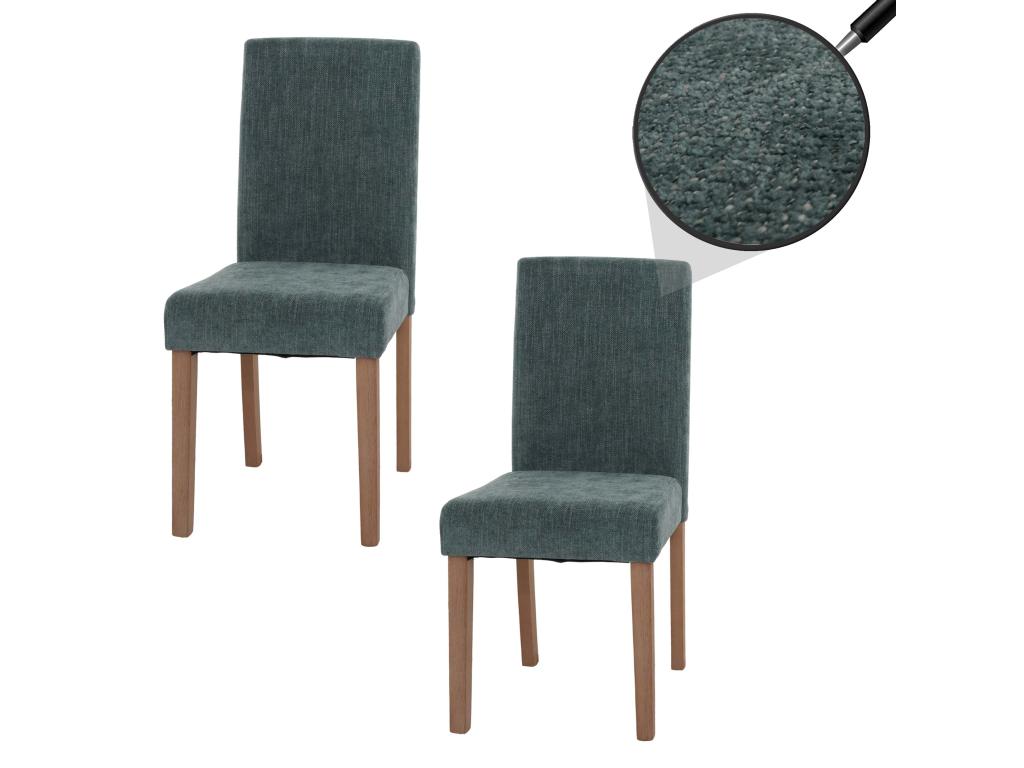 Lot de 2 chaises de salle à manger dossier haut en tissu chenille vert pieds en bois clairs 04 0007325 JORQ97306
