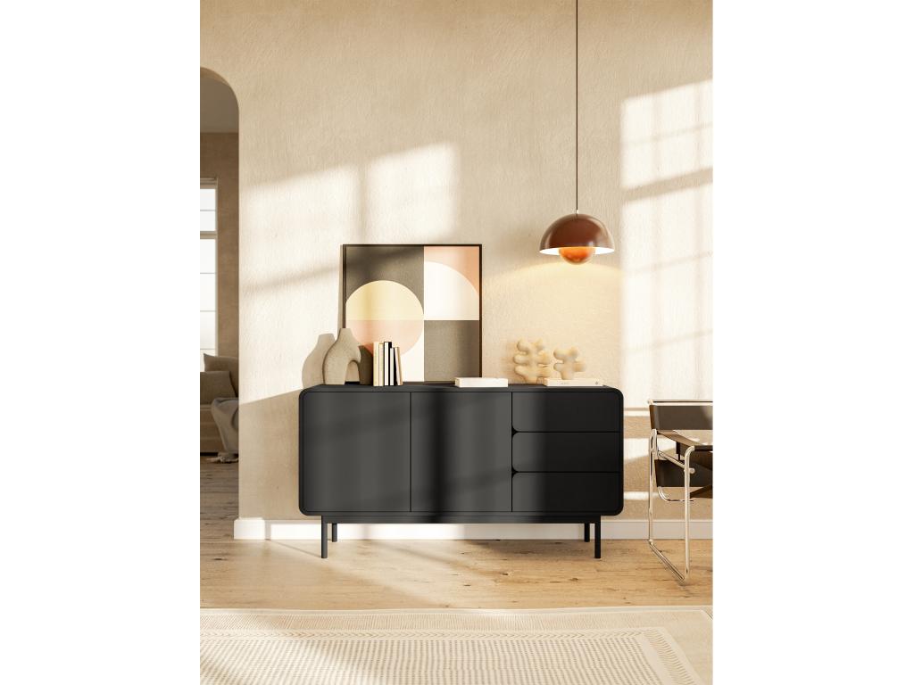 Commode - 154 cm avec trois tiroirs - noir - ORO DFAY46449