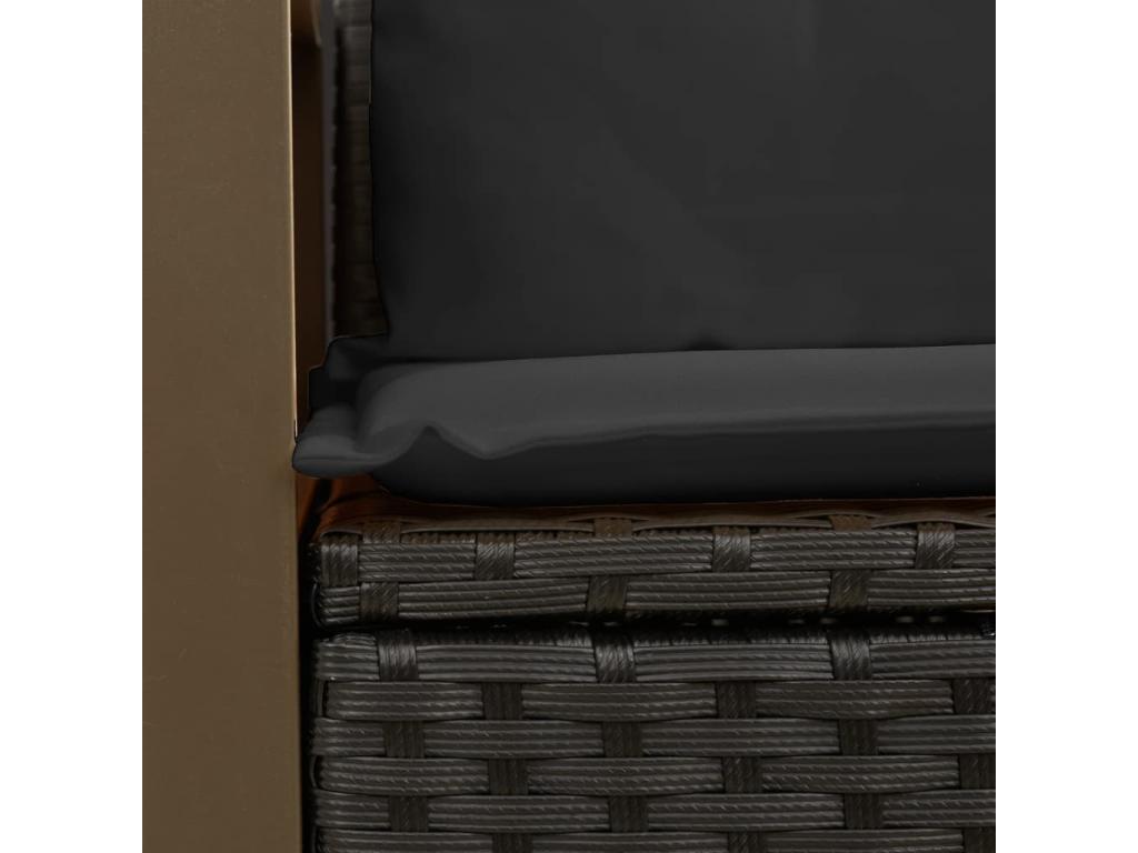 Canapé de jardin avec coussins 2 places noir résine tressée FOIE54635
