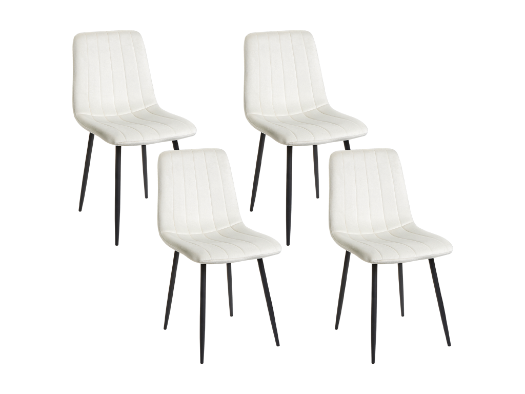 Lot de 4 chaises de salle à manger KALISPELL Velours Blanc cassé OTRV97489