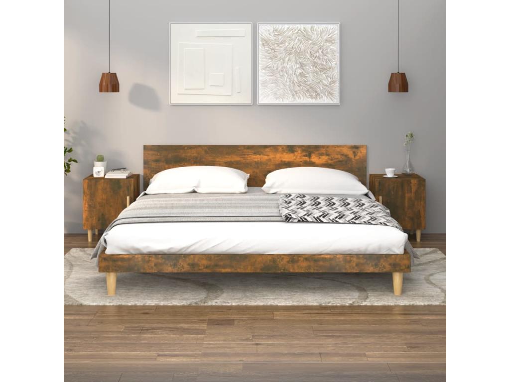 Tables de chevet 2 pcs Chêne fumé Bois d'ingénierie VAFX38207