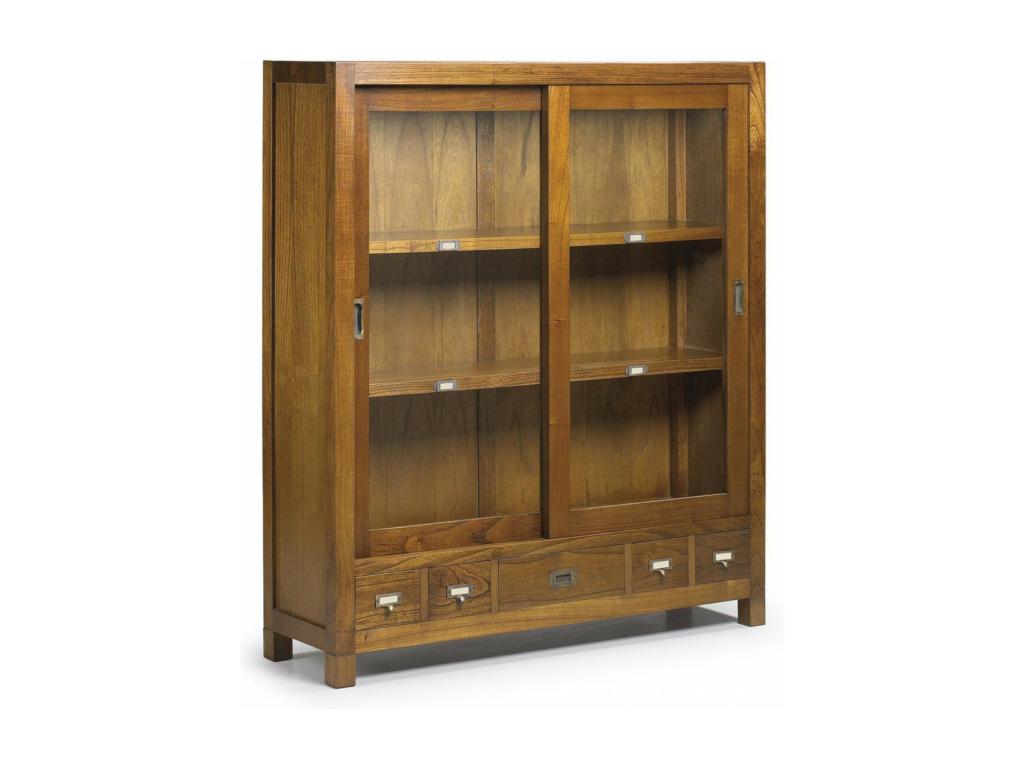 Vaisselier 5 Tiroirs Bois Bronze Marron 120x40x137cm Bois-Bronze - Artigeo SMTT81388