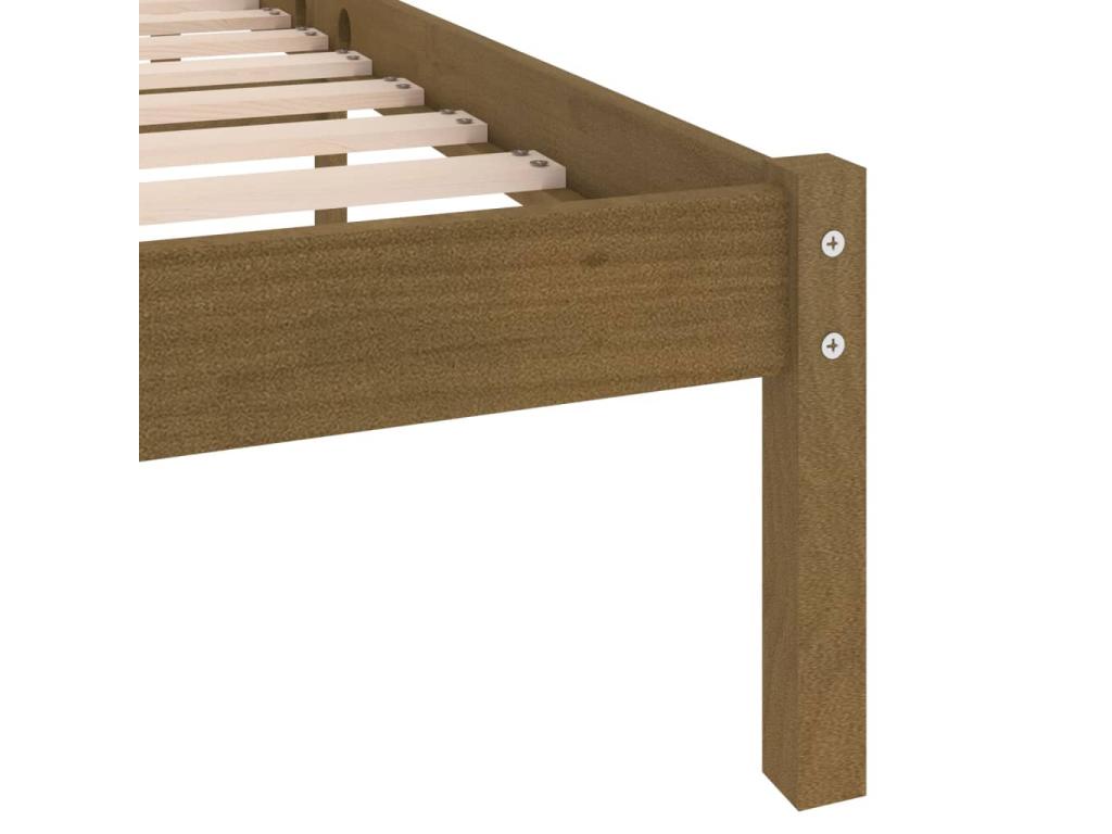 Cadre de lit Marron miel Bois de pin massif 200x200 cm ONBH06141