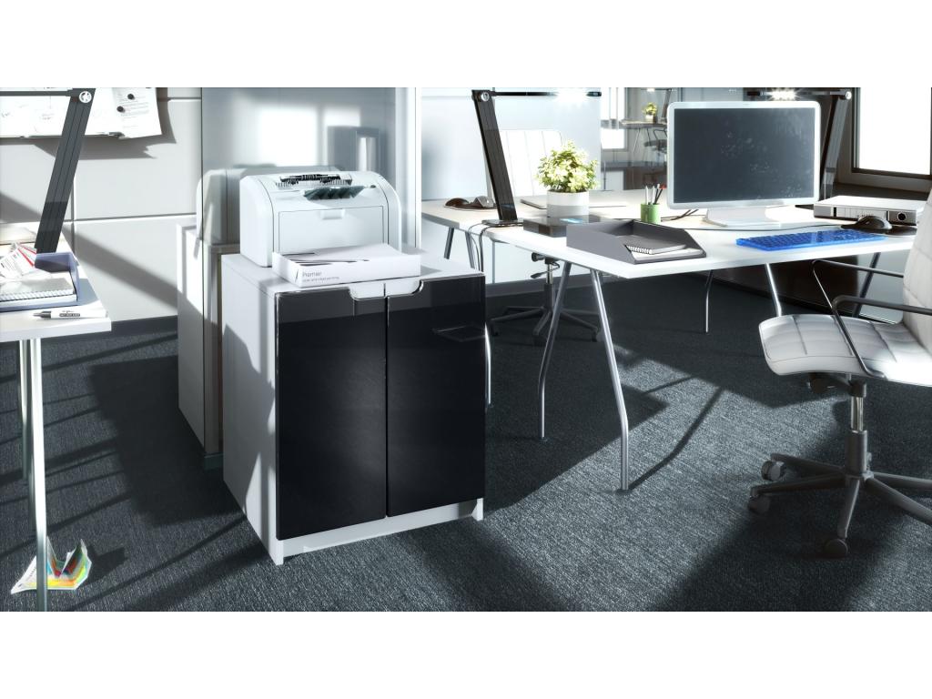 Armoire De Rangement Blanche Mat Et Noir Laqué lxhxp 51x60.5x54 RNFQ98989