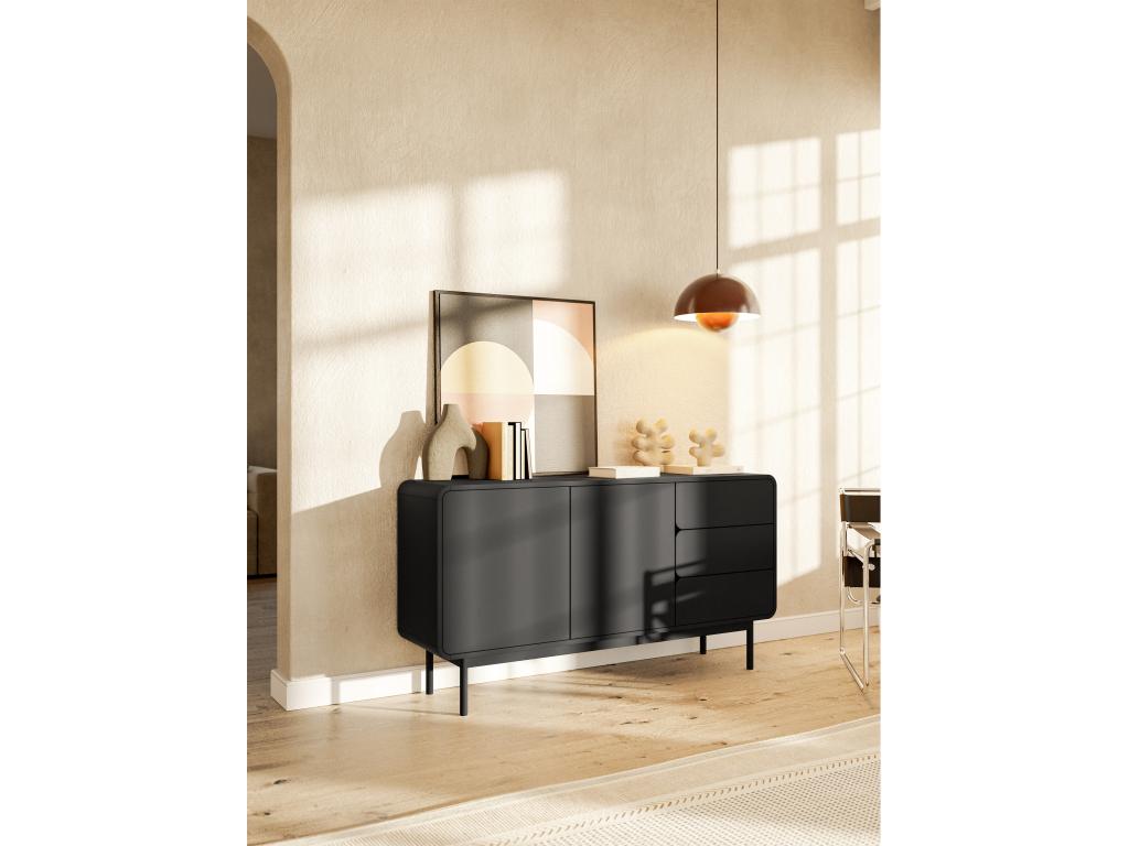 Commode - 154 cm avec trois tiroirs - noir - ORO DFAY46449