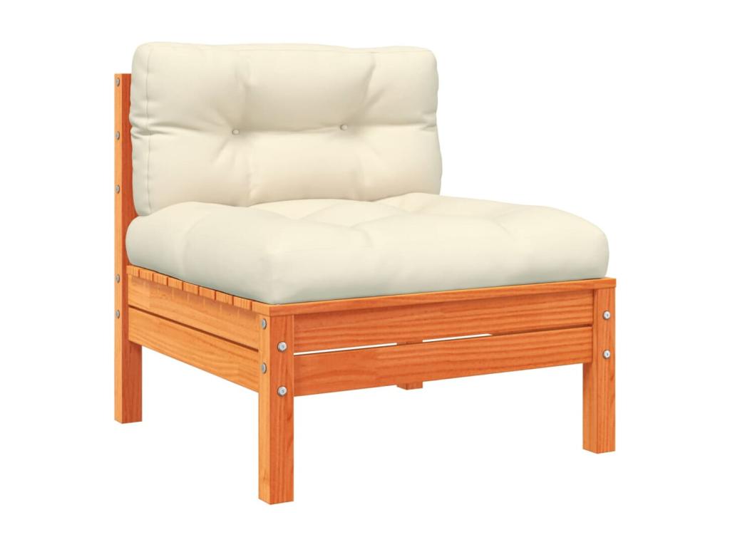 Salon de jardin 7 pcs avec coussins cire marron bois pin massif CPKE86061