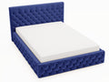 Lit rembourré avec rangement - 200x200 - lit double - velours - bleu - Cosymeub VKQL31983