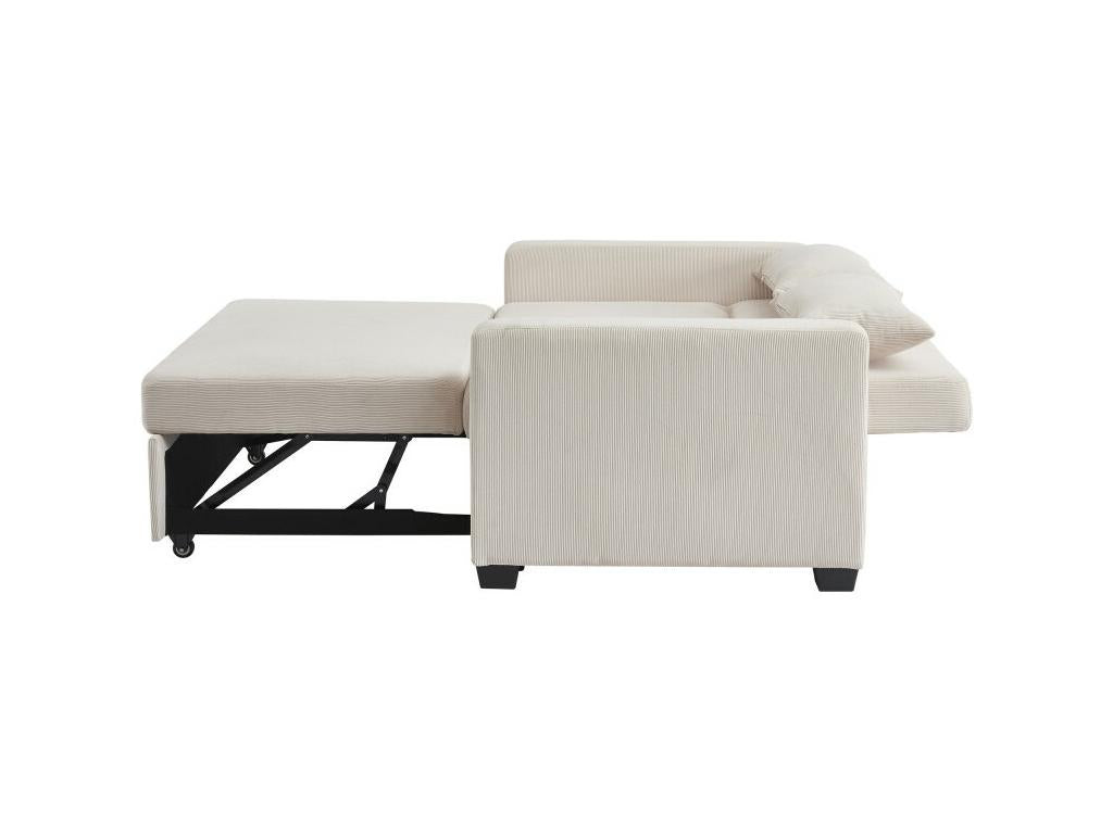 Canapé droit convertible velours côtelé 2 places beige Cosymeub ONKM95478