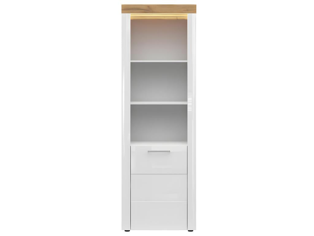 Bibliothèque 1 porte avec LED Cosymeub Blanc et Bois PCGB21691
