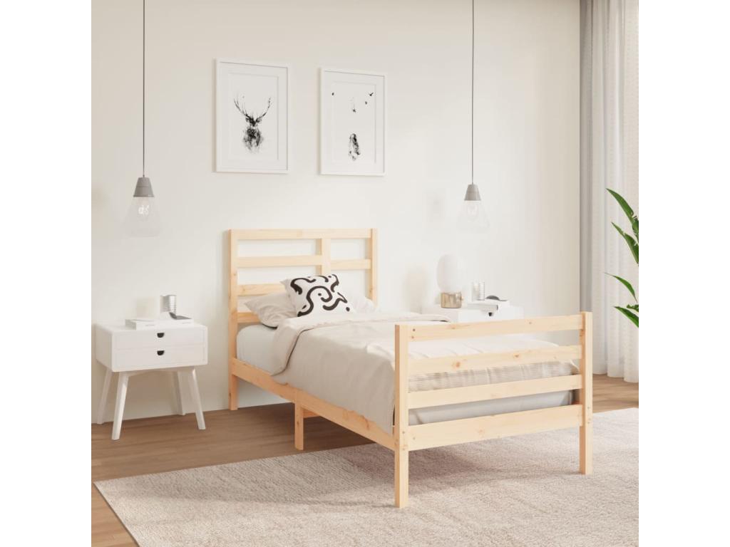 Cadre de lit Bois massif 90x190 cm Simple YMEN77181