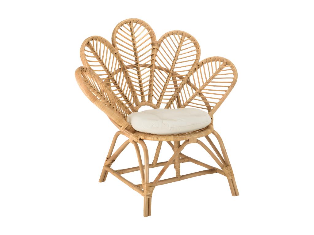 Artigeo - Fauteuil 'fleur' rotin couleur brun miel coussin d'assise blanc Artigeo ULME69452