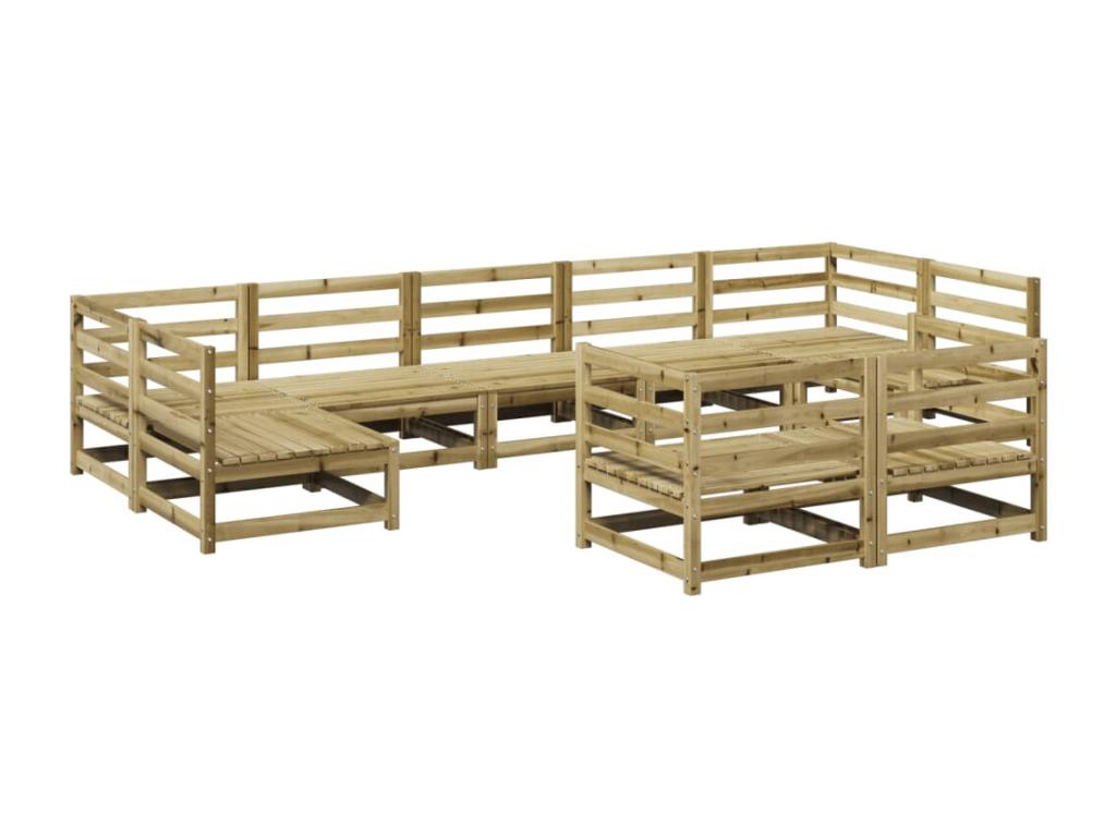 Salon de jardin 9 pcs bois de pin imprégné CSIY98754