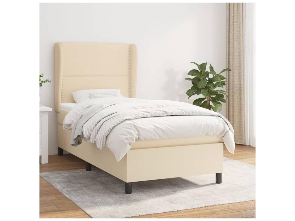 Sommier à Cosymeub de lit avec matelas Crème 100x200 Tissu FQRZ52123