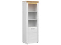 Bibliothèque 1 porte avec LED Cosymeub Blanc et Bois PCGB21691