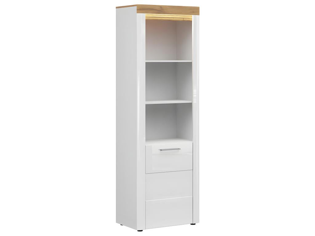 Bibliothèque 1 porte avec LED Cosymeub Blanc et Bois PCGB21691