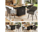 Ensemble table extensible avec 2 portes 4 chaises en velours gris - 110/140x70x76 cm - Bois MDF - Naturel et noir SVTK19298
