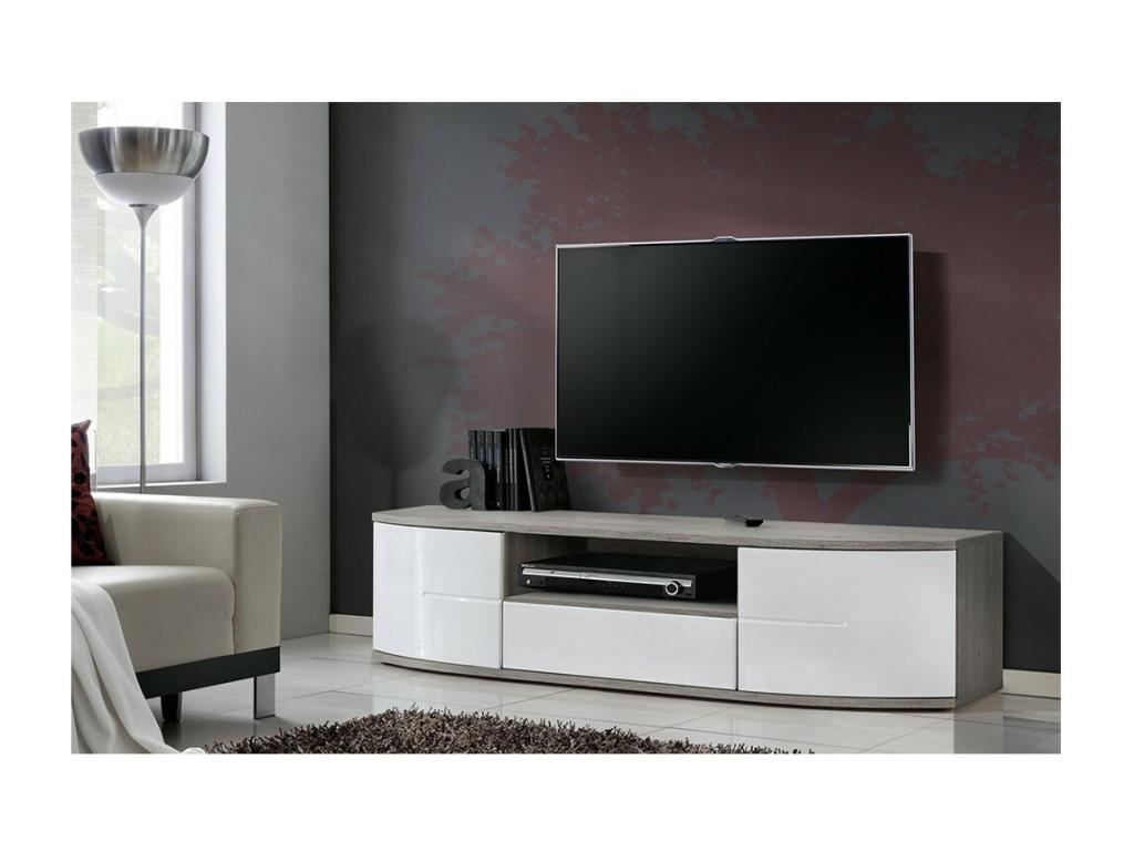 Meuble TV 150cm Collection Artigeo- Couleur blanc- 2 portes 1 tiroir et 1 niche. TSRC56432