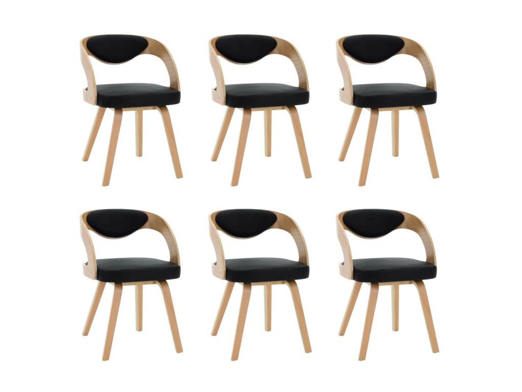 Chaises de salle à manger 6 pcs Noir Bois courbé et similicuir 4 IZAS71774