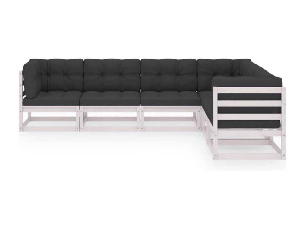 Salon de jardin 6 pièces avec coussins Bois de pin massif SGWD90770