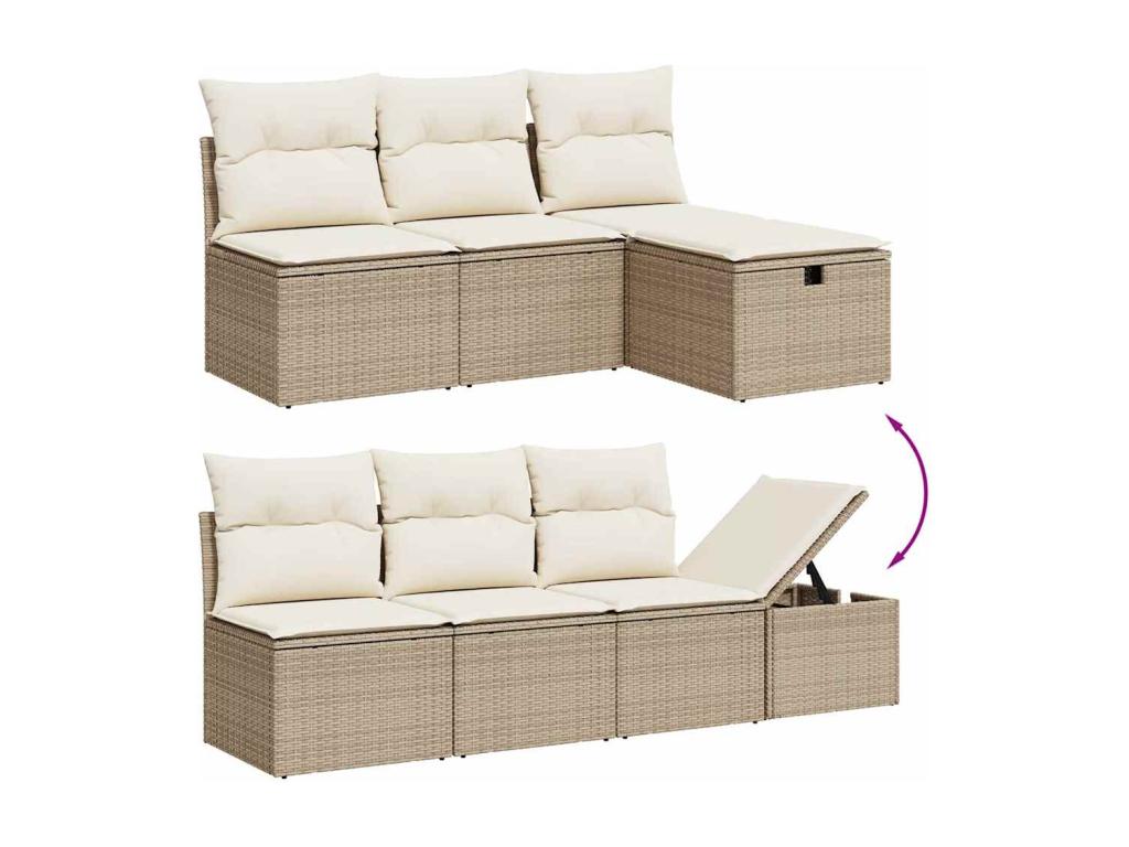 Salon de jardin avec coussins 8 pièces beige résine tressée KPHG44056