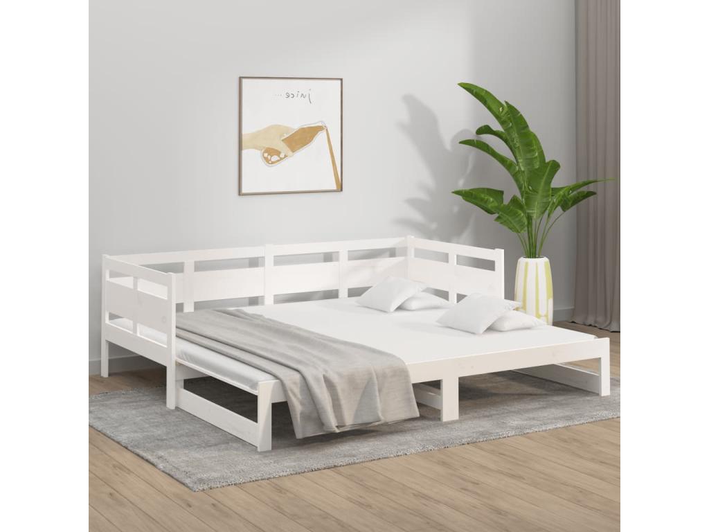 Lit coulissant sans matelas blanc 2x 90x190 cm UVBJ35521