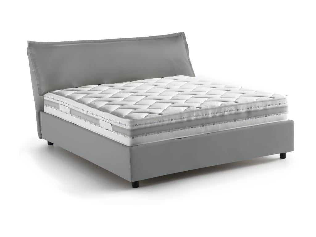Lit double Artigeo Lit coffre avec revêtement en tissu Made in Italy Ouverture frontale adaptée pour matelas 120x190 cm Gris TXGF75516
