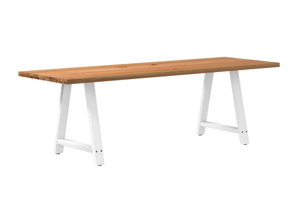 Table à manger marron clair bois de chêne massif rectangulaire HGBK22217