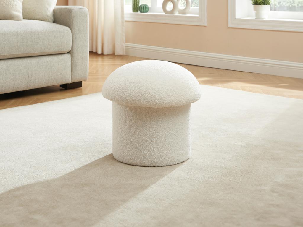 Pouf en tissu bouclette blanc Artigeo EQEE60696