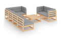 Salon de jardin 8 pcs avec coussins Bois de pin massif 57 KECK07776