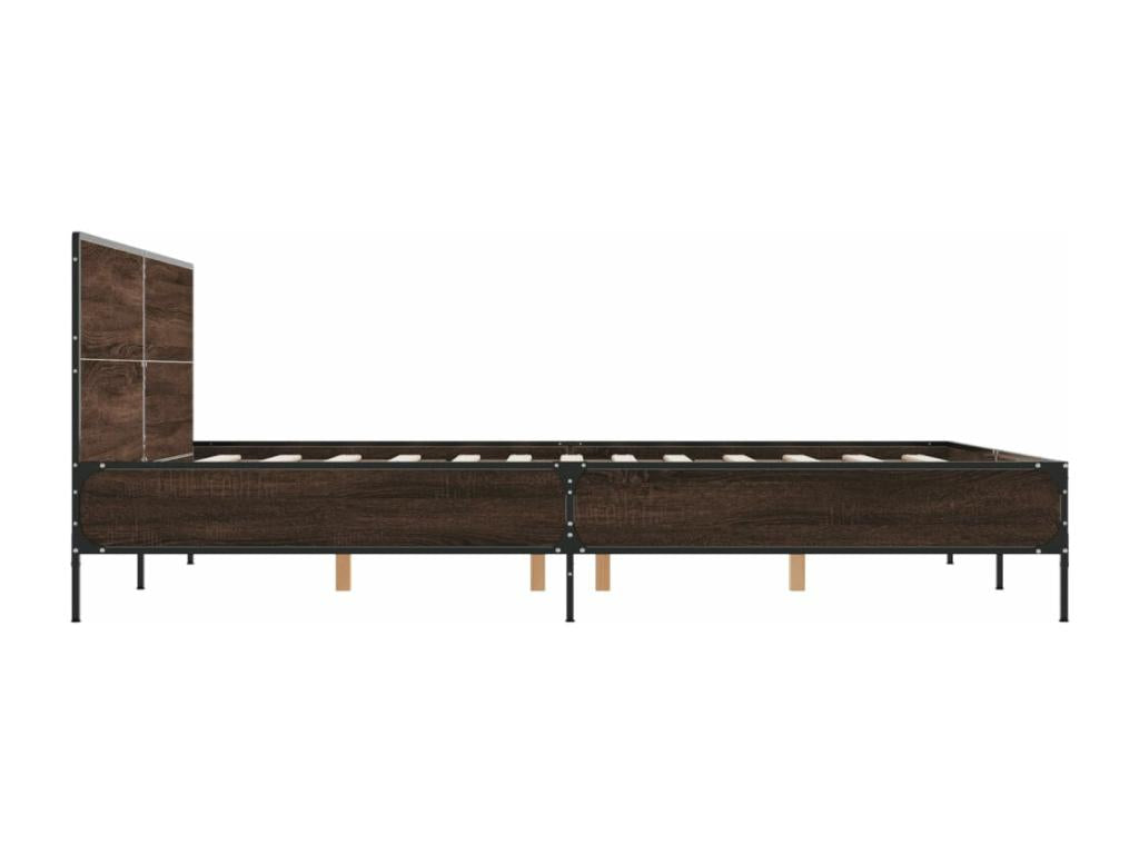 Cadre de lit chêne marron 150x200 cm bois d'ingénierie et métal DLKW46457