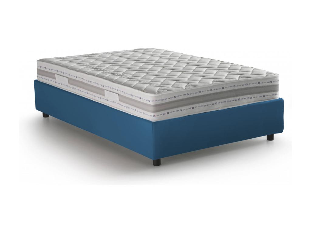 Lit double Cosymeub Lit coffre avec revêtement en tissu Made in Italy Ouverture frontale adapté pour matelas 160x190 cm Bleu IQSQ63165
