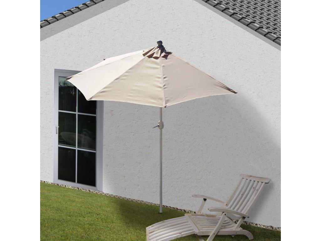 Demi-parasol aluminium Parla pour balcon ou terrasse IP 50 285cm - crème sans pied HCFM43823