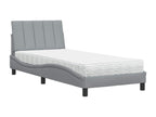 Lit avec matelas gris clair 90x200 cm tissu AKWE73569
