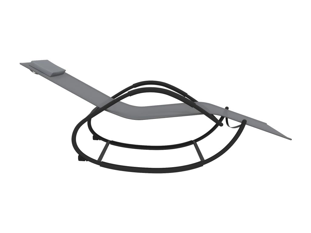 Chaises longues à bascule 2 pcs Gris Acier et textilène VHRK97227