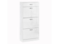 Meuble à chaussures - 3 portes abattantes et tiroir coulissant - dim- 62L x 24l x 135H cm - poignées alu- panneaux particules blanc DQRU69147