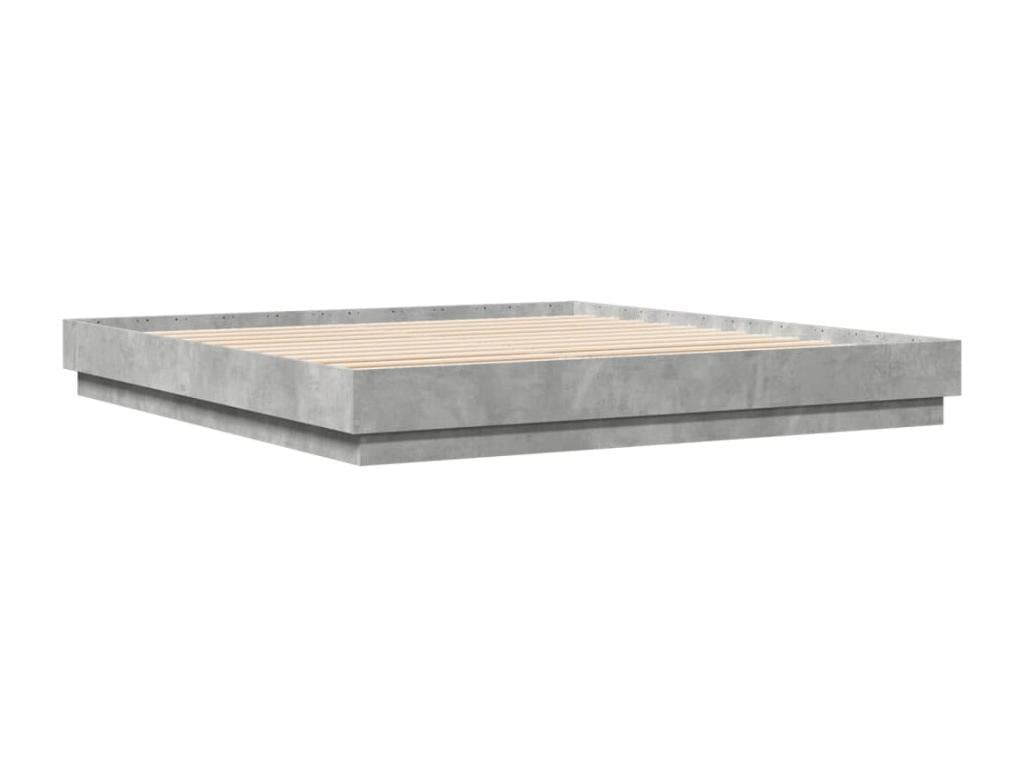 Cadre de lit avec Cosymeubères LED gris béton 200x200 PGGI54946