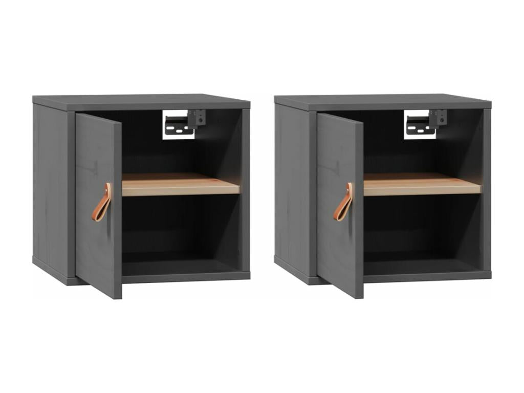 Armoires murales 2 pcs Gris 31.5x30x30 cm Bois de pin massif XWEB15599